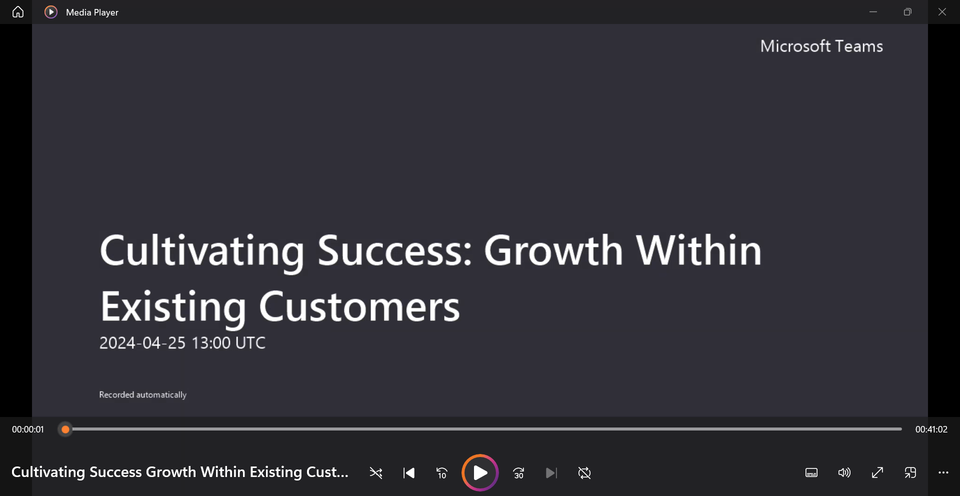 Recording title card: Cultivating Success: Growth Within Existing Customers, 2024-04-25